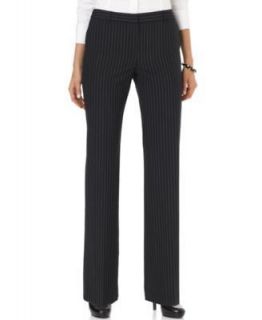   York NEW Black Pinstripe Modern Fit Flat Front Flare Dress Pants 14
