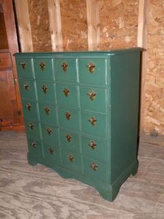 GREEN PAINTED APOTHECARY CABINET CHEST OF DRAWERS CRAWFORD FURNITURE 