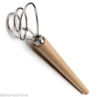   * Dough Whisk Beater Long* Wood Handle Biscuit Cake Batter Mixer