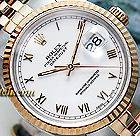 Mens 18K/SS Rolex Datejust Watch with WHITE ROMAN NUMERAL Dial 