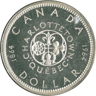 1864 1964 Canada Quebec Silver Dollar Brilliant UNC 100 Anniv.Charlott 