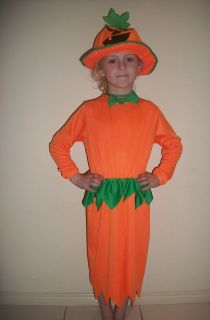 Girls Halloween Pumpkin Kids Dress Up Costume with Hat All Ages