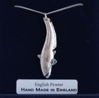 Wels Catfish Fish Necklace, Fine English Pewter, Hand Made, Gift Boxed 