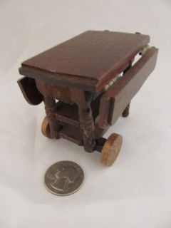 Doll House Furniture Wood Drop Leaf Tea Cart Trolley Miniature Vintage