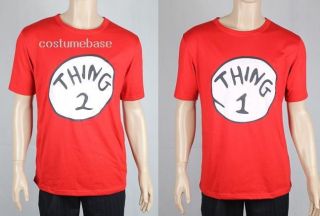 DR SEUSS CAT IN THE HAT THING 1 2 Red t shirt Shirt Costume Cotton Men 