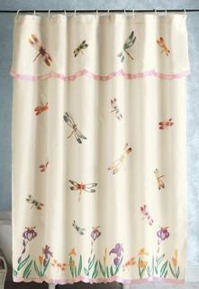 3D Spring Dragonfly Butterfly Flower Floral Fabric Shower Curtain 