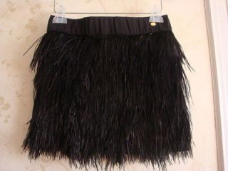 NWT $298 JUICY COUTURE BLACK SKIRT W/100% OSTRICH FEATHERS L