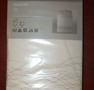 NIP Ikea Ransby Queen Duvet Cover Quilt Beige Floral 100% Cotton 300 