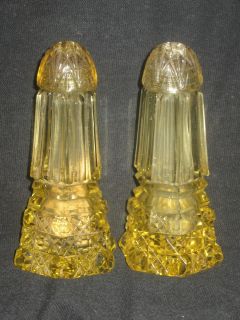 Antique Yellow American Brilliant Cut Glass/Crystal Salt Pepper 