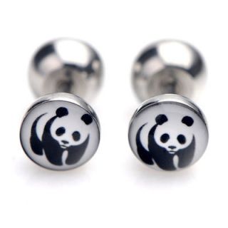 2x Earring Acrylic Ear Stud Stainless Steel Plug Panda