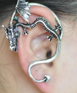 Dragon earring ear cuff fantasy jewellery men or women mythical gothic 