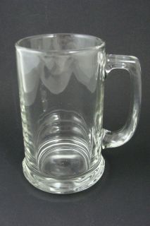 Nice Clear Heavy Glass Beer Mug with Handle   5 1/4 Tall   Nice