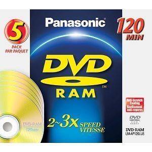 Panasonic Rewritable DVD RAM Disc Without Cartridge   5 Pack
