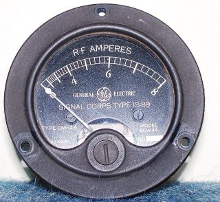 GENERAL ELECTRIC R.F. AMPERES METER 0 8A TYPE DW 44 MODEL 8DW44
