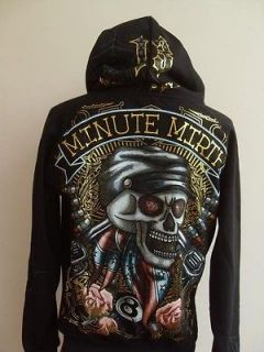 Minute Mirth Skull Bandit Tattoo Hood Jacket Black XL
