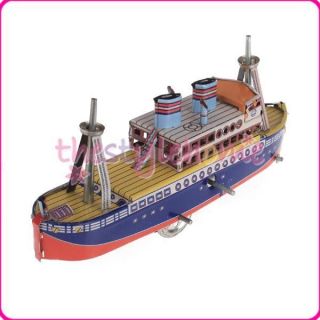   Ship Model Kids Clockwork Toy Collectible Gift w/ Key Moveable