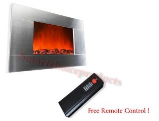 36 Wall Mount Stainless Steel Panel Electric Fireplace Heater with 