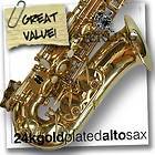 STERLING 24K GOLD Plated ALTO SAX NEW Pro Eb Saxophone