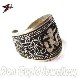 Newly listed Tibetan Silver ring OM AUM open size ethnic Buddhist