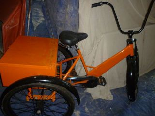   Adult Bicycle Tricycle Cart Orange Delco Remy Original Refurb 3 wheel