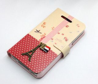   3D Eiffel Tower Leather Wallet Book Flip Skin Case for iPhone 4G 4S #A