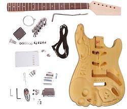 STRAT STYLE ELECTRIC GUITAR KIT CUSOM HAND SKULL ENGRAVINGS ON THE 