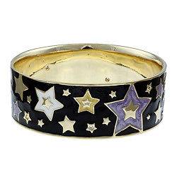 Lauren G. Adams Goldtone Brass Enamel Star Bangle Size M