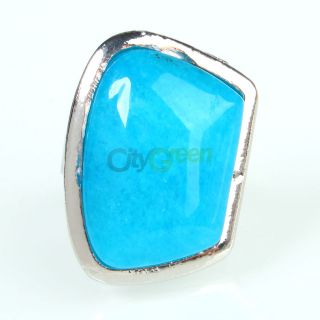 New Blue Rare Larimar Irregular Stone Ring Wedding Jewelry Size 7 1/4