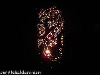 DRAGON / YIN AND YANG Handmade Punched Copper Tea Light Candle Holder 