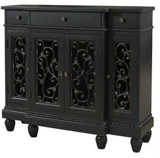TUSCAN STYLE DECOR BLACK CABINET ENTRY HALL ACCENT SOFA TABLE 