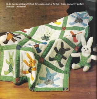 Vintage Bunny Applique Pattern With Bunny Toy Baby Quilt