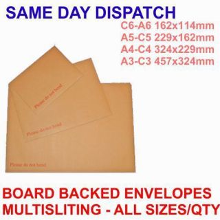  A4 C5 A5 C3 A3 Hard Board Backed Envelopes Please Do Not Bend 5 10 20