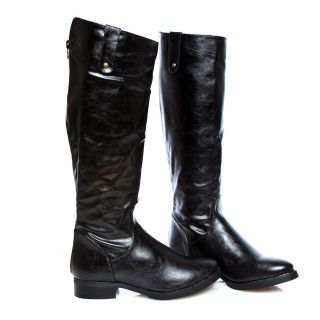   Shearing Lining Distressed Equestrian Knee High Riding Flat Boots