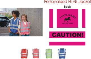   PERSONALISED HORSE RIDING HI VIS VEST,SCHOOL,CLUB,HORSE RIDING SAFETY