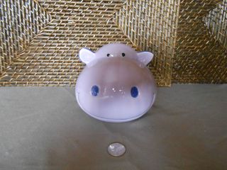 Hippopotamus head figurine piggy bank purple ceramic
