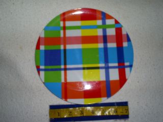 Set of 4 9 Melamine Plates in Colorful, Bright Plaid