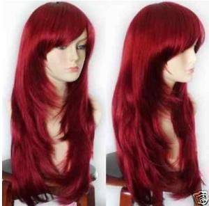 QQ 26 Women Fibre virgin hair wig dark red wavy Very chic trend queen 