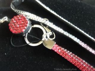   Reel pink Rhinestone Badge ID Lanyard Eyeglass Holder Necklace
