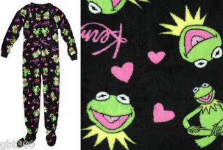 ADULT FOOTED Fleece Pajamas Kermit the Frog Muppets Footsie Footie 