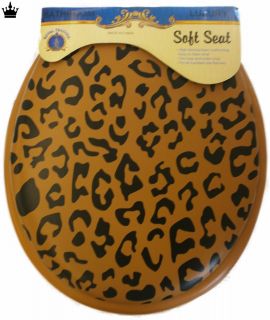 Round Bathroom Toilet Seat Leopard Print Soft Padded