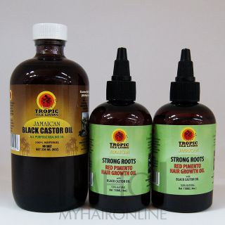   Castor Oil 8oz & 2pk Strong Roots Red Pimento Hair Growth Oil 4oz