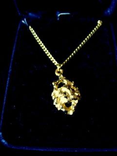 RONTE OF HOLLYWOOD 24K Electroplated Gold Nugget Pendant Necklace 