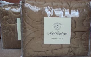 Two (2) Noble Excellence SYMPHONY Brown Euro Pillow Shams NEW $70