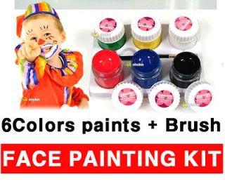 face body painting paints kit 6colors x 10ml with brush non toxic 