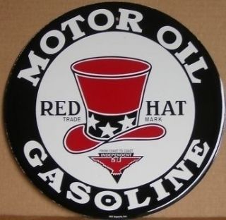 Red Hat Motor Oil Gas Filling Station Garage Tin Sign