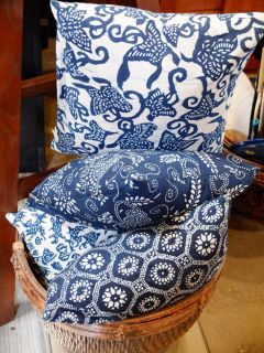   in Berkeley, indigo fabric pillow, shibori, fiber filling. (indoor