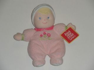   Just One Year Girls My First Doll Blonde Plush Rattle Baby Toy NEW