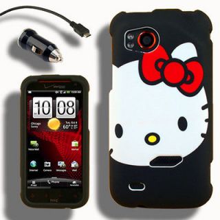 Faceplate Case+Car Charger for HTC Rezound Hello Kitty Skin Holster 