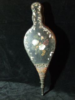 SMALL ANTIQUE BELLOWS, MOTHER O PEARL INLAY. NR