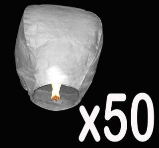 White Fire Sky Chinese Lanterns String Flying Floating Lamps 50 PCS 